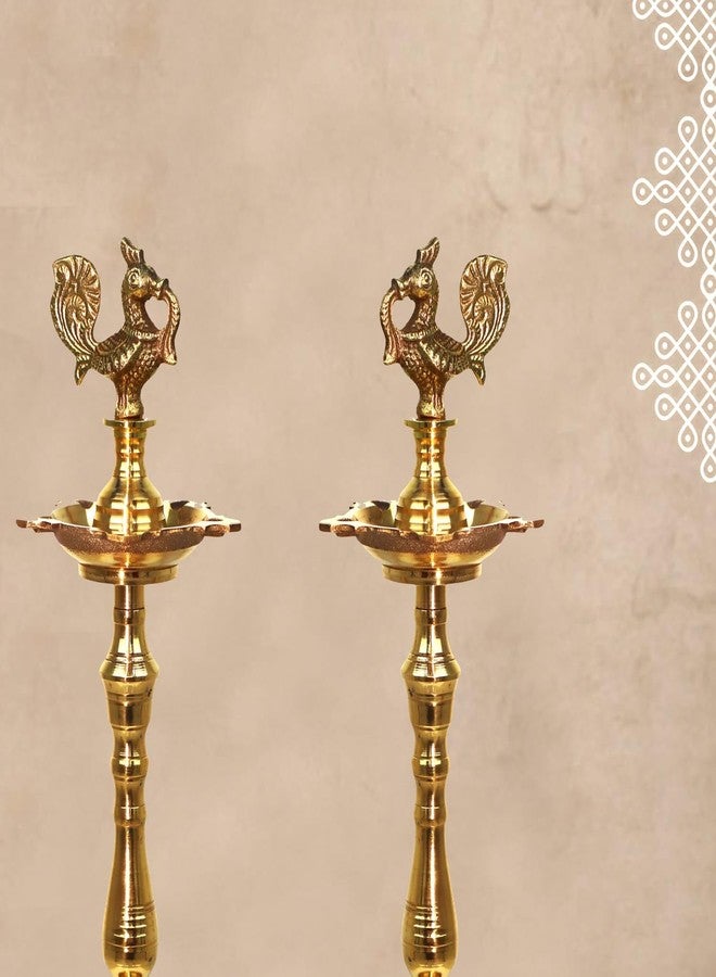Puyangam Brass ANNAM KUTHU VILAKKU، مصابيح نحاسية/Mahabarath Diya/DEEPAM لبوجا/أفضل المصابيح/Diya/KUTHU VILAKKU للهدايا/الديكورات (16 بوصة)، ذهبي أصفر - Image 4